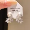 Brincos de tarracha com zircônia e pérola em formato de gota, banhados a ouro real 18k, brincos versáteis elegantes franceses, brincos de luxo leve de alta qualidade para mulheres