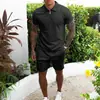 Novo Conjunto Casual Masculino de Manga Curta e Shorts Popular Europeu e Americano Amazon Slim Masculino Verão 2024 Conjunto de Duas Peças Transfronteiriço