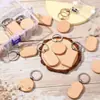En stock llavero de madera grabado láser llavero de madera en blanco decoraciones creativas para bricolaje