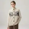 Cárdigan de Cachemira Estilo Otoño/Invierno 2026 Cuello Semi Alto para Mujer Base Jacquard Estilo Dulce Lazo Ropa de Abrigo Cálida