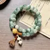 Pulseira Bodhi Verde Leite e Azul Marinho, Novo Estilo Chinês Estilo Nacional Contas de Oração de Círculo Único para Homens e Mulheres, Atacado