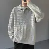 Nuevo Suéter de Punto con Solapa para Hombre Otoño Invierno Estilo Perezoso Ropa de Hilo Holgada Casual Estilo Pareja Prenda Exterior Superior