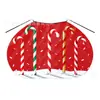 Capa Vermelha de Natal Infantil Feita Sob Medida de Fábrica com Chapéu de Natal Estampado, Capa Verde de Rena para Meninas com Amarração