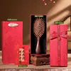 Set de Regalo Temático Rojo para Bodas para Recién Casados: Caja de Regalo Peine de Sándalo, Peine Masajeador con Cojín de Aire, Regalo Práctico para Mujeres, Recuerdo para el Cuidado de la Salud