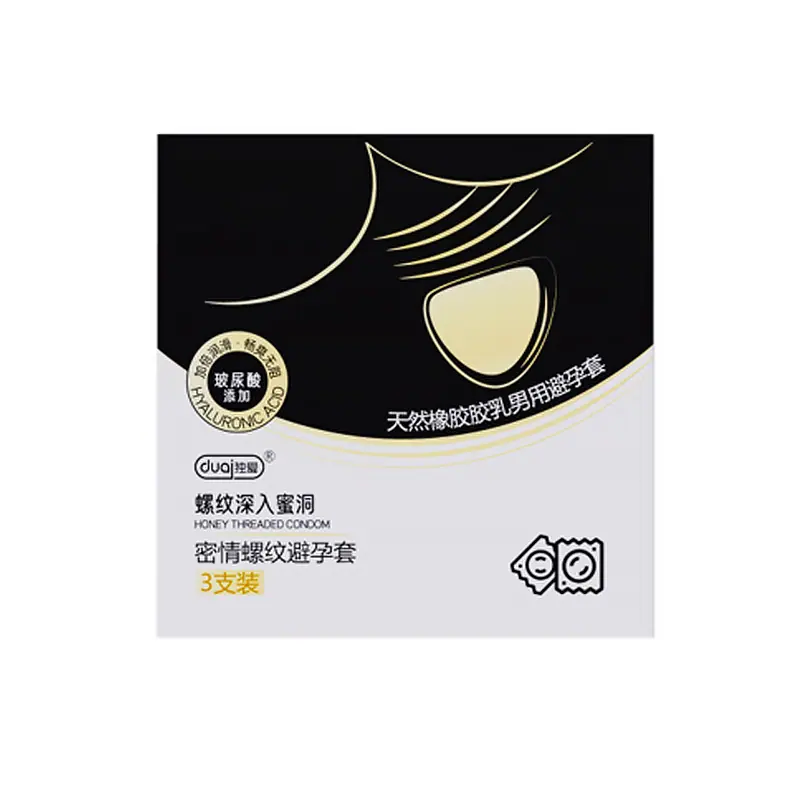 独爱黑金螺纹避孕套3只装