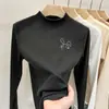 Camisa Básica de Veludo com Gola Alta Meia-Manga para Meninas Nova Coleção Primavera & Outono 2025 Camiseta Interna de Manga Longa para Crianças Top Quente para Meninas