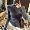 Suéter de Punto de Lana Morado Taro de Cuello Alto Ajustado para Mujer Otoño Invierno Elegante Capa Interior Cuello Voluminoso Suéter de Lana Top Base