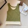 Chaleco grueso cálido con forro polar para otoño e invierno, prenda exterior sin mangas para mujer con almohadilla en el pecho, ropa interior cálida a prueba de frío, chaleco interior para niña