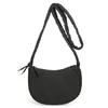 Nova Bolsa Pequena Transversal Versátil Feminina, Bolsa de Nylon Formato Dumpling, Bolsa de Ombro Casual Tendência, Bolsa Pequena Simples de Tecido