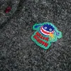Suéter Cardigan Solto Estilo Americano para Homens, Vibe Marca Tendência Europeia e Americana Patch de Desenho Bordado Personalizado Gola Redonda Tricô Suéter Jaqueta