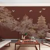 Papel pintado de techo rojo retro estilo chino fondo decorativo mural de pared tridimensional atmosférico edificio de palacio Papel pintado de palacio