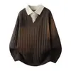 Bestseller transfronterizo: suéter de punto de moda, estilo dos piezas, con cuello alto falso, prendas de punto para hombre