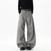Pantalones de Vestir Rayados Estilo Old Money Americano para Hombre, Marca de Moda, Pantalones Casuales Sueltos con Caída, Pantalones de Vestir Retro de Pierna Ancha con Pliegues para Otoño e Invierno