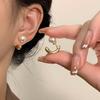 Aretes geométricos de perlas de imitación, diseño de nicho de lujo ligero, estilo coreano, aretes del mismo estilo de Dongdaemun, entrega de una pieza, Nuevo