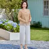Camisa Superior de Verano Pequeña para Madre de Mediana Edad Conjunto de Dos Piezas Estiloso Holgado Casual de Temperamento para Edad Media y Mayores Conjunto Versátil que Reduce la Edad