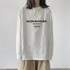 Camiseta de Manga Larga de Algodón Puro para Primavera y Otoño, Top Sencillo para Mujer, Cuello Redondo, Corte Holgado, Nuevo Estilo 2025, Camisa Base Oversize Estampada