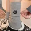 Meias fofas de desenho animado para meninas, meias de algodão puro para o outono, estilo trendy do Instagram com bordado de cachorrinho, fio pontilhado e design com babados