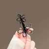 Presilha de Cabelo Exquisita Preta com Flor Grande para Mulheres, Grampo de Cabelo Estilo Novo para Franja, Presilha Bico de Pato, Presilha Lateral para Meninas, Acessório de Cabelo