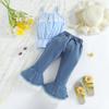 Samgami Bebé Verano Nuevo Estilo Encaje Cuadros Top Halter Pantalones Campana Mezclilla Traje Niñas