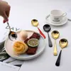 Cuchara de Acero Inoxidable 304 Cuchara Redonda Cuchara Dorada para Postre Cuchara de Almidón de Raíz de Loto Nido de Pájaro Cuchara para Niños Cuchara para Comer Estudiante