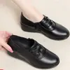 Zapatos de Cuero Genuino para Mujer con Diseño de Grulla Blanca y Almohada, Suela Suave Cómoda, Tacón Medio, Zapatos de Vestir de Una Sola Pieza para Mujeres de Mediana Edad, Tacón Cuña para Personas Mayores, Zapatos de Cuero de Talla Grande