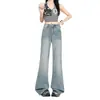 Nueva moda de chica hot estilo americano, diseño de bolsillo trasero, no ajustados, adelgazantes, jeans de mujer de longitud completa, admite dropshipping