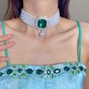 Corea del Sur Vintage Perla Diamante Borla Cadena de Cuello Celebridad Cibernética Sentido del Diseño Elegante Flor Lazo Cadena Clavicular Collar para Mujer