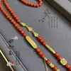 Novo estilo nacional retrô chinês, pingente de peixe koi duplo com borla, colar de ágata vermelha, cabaça, pulseira da moda, elegante, para todas as ocasiões para mulheres