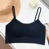 Sutiã Camisola Reunida de Suporte Macio para Mulheres, Bojo Fixo Sem Fio, Não Precisa Usar Sutiã, Respirável e Confortável, Gola Redonda, Lindo Top Regata nas Costas