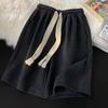 Shorts masculinos e femininos de cor sólida com estampa de waffle para o verão, shorts finos e soltos, calças casuais novas