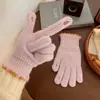 Guantes de punto de lana sin dedos de invierno con pequeños granos de azúcar de Corea del Sur para mujer, de color sólido, con pantalla táctil, cálidos y resistentes al viento, para ciclismo