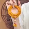 [Lo más vendido en Tik Tok] Pulsera de Rosario de Raíz de Bodhi Amarilla con Doble Círculo, Portátil para Hombres y Mujeres, Venta al por Mayor