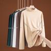 Camiseta de Veludo Dupla Face Gola Alta Manga Longa Outono e Inverno Masculina Slim Casual Camiseta Básica Masculina e Feminina Lapela Acolchoada Top Quente