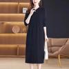 2024 Novo vestido de malha com capuz feminino moda outono estilo preguiçoso pendurado casual saia base coreana