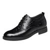 Sapatos Masculinos Formais de Couro para Homens Idosos Outono 2026 Novo Padrão Nappa Bico Redondo Respiráveis Casuais Sapatos Masculinos Leopardo Preto