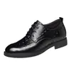Zapatos de Vestir Formales de Piel Genuina para Hombre con Patrón de Cocodrilo, Punta Redonda, Estilo Británico, Casual, Zapatos de Boda, Aumentan la Altura 5.5 cm