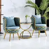 Cadeira de Rattan para Exterior Mesa e Cadeira de Lazer para Varanda Sofá de Rattan Criativo para Pátio Cadeira de Jardim Mesa e Cadeira para Exterior