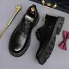 Estilo retro de ropa de trabajo, suela gruesa, zapatos casuales de cuero genuino para hombre, puntera redonda, zapatos Derby de piel de vaca, diseño moderno de cuero desgastado y agrietado