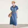 2611204-Saia Jeans Macia Tencel de Alta Qualidade Nanyou, Vestido Casual Refrescante de Cintura Alta Emagrecedor para Mulheres, Estilo Verão