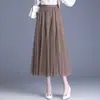 Falda de Malla Patchwork de Moda para Mujer Otoño/Invierno 2026 Nueva Falda de Línea A Adelgazante de Cintura Alta Falda Plisada para el Trabajo