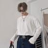 Camiseta de Manga Larga con Cuello Redondo Texturizado y Hombrera Diseño para Hombre Estilo Coreano de Primavera y Otoño Camiseta Superior