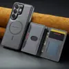 Funda compatible con teléfono Samsung S26Ultra, funda de cuero magnética dos en uno con ranura para tarjeta para Samsung S25, carga inalámbrica