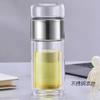 Taza de Vidrio de Borosilicato Alto de Doble Capa para Separación de Té y Agua, Taza de Té Transparente Aislada, Taza Portátil Linda para Regalo para Mujeres, con Impresión de Logotipo