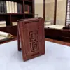 Espelho Dupla Face de Sândalo Vermelho, Espelho de Aumento Dobrável com Tampa Flip-Top, Espelho Pequeno Portátil, Artesanato de Madeira de Mão, Atacado