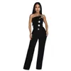 D9723 Amazon Europeo y Americano Caliente Sexy Moda para Mujer Color Sólido Sin Tirantes Diseño Irregular Mono