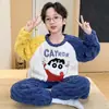 Pijama Infantil Outono e Inverno Menino Fleece Coral Espessado Forrado com Fleece Flanela Inverno
