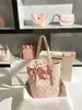 Bolsa Saco Rosa Feminina Grande Capacidade Trabalho Comutador Versátil Bolsa Tote Portátil Alça Texturizada Bolsa de Ombro Transversal