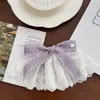 Presilha de cabelo com laço de renda roxo delicado com enfeites de pérolas, acessório de cabelo Lolita, presilha lateral dupla para maria-chiquinhas de menina doce, adiciona um toque de atmosfera