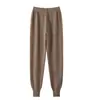 Calças de Cashmere Masculinas, Versão Engrossada com Punhos Canelados, Camada Base Térmica, Calças de Lã Tricotadas para Homens