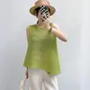 Camiseta Deslumbrante Estilo Issey Miyake, Item Mais Vendido em Live-Stream, Caimento Irregular Solto, Simples e Elegante, Top Versátil Sem Mangas